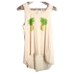 Others Follow Got Pineapples? Peach Sleeveless Top Size S